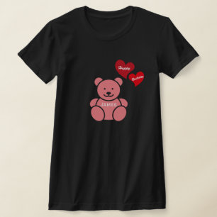 Happy Birthday Teddy Bear and Hearts, Personalized T-Shirt