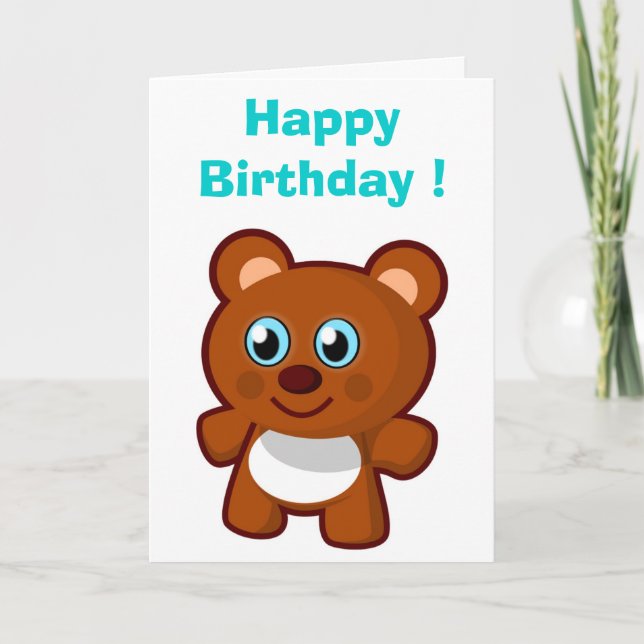 "HAPPY BIRTHDAY" TEDDY BEAR CARD (Front)