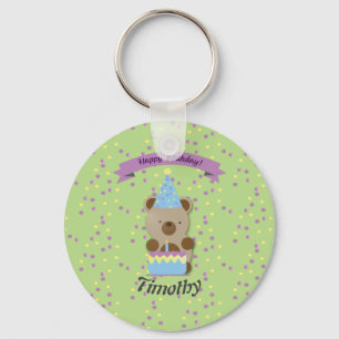 Happy Birthday Teddy Bear Keychain