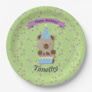 Happy Birthday Teddy Bear Paper Plate