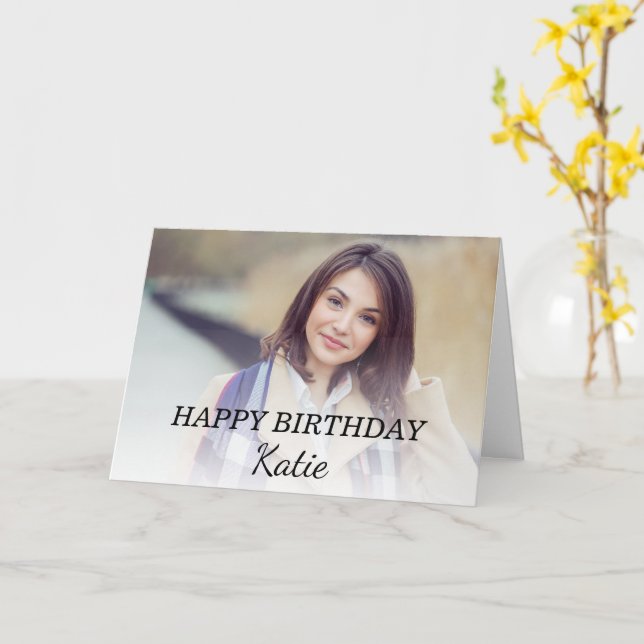 Happy Birthday Teen Girl Photo Parents Siblings   Card (Yellow Flower)