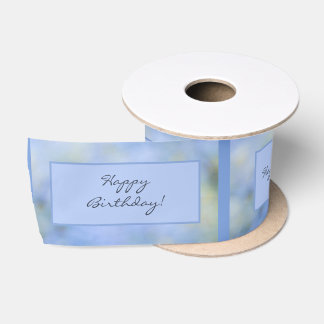 Happy Birthday Template Abstract Blue Yellow Satin Ribbon