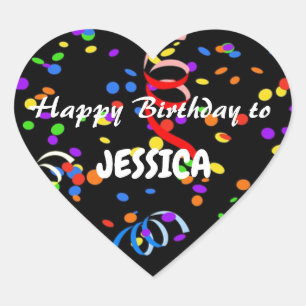Happy Birthday Template Heart Sticker