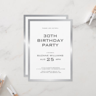 Happy Birthday template with white and silver