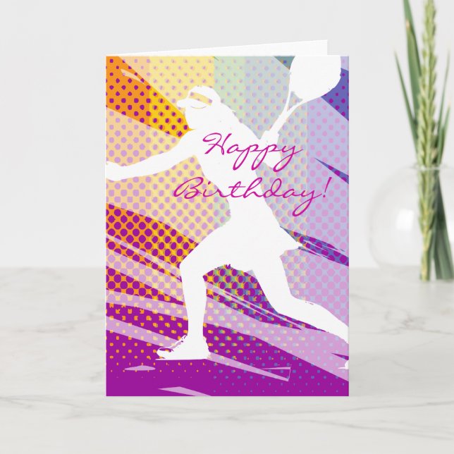 Happy Birthday Tennis Card for women and girls (Front)