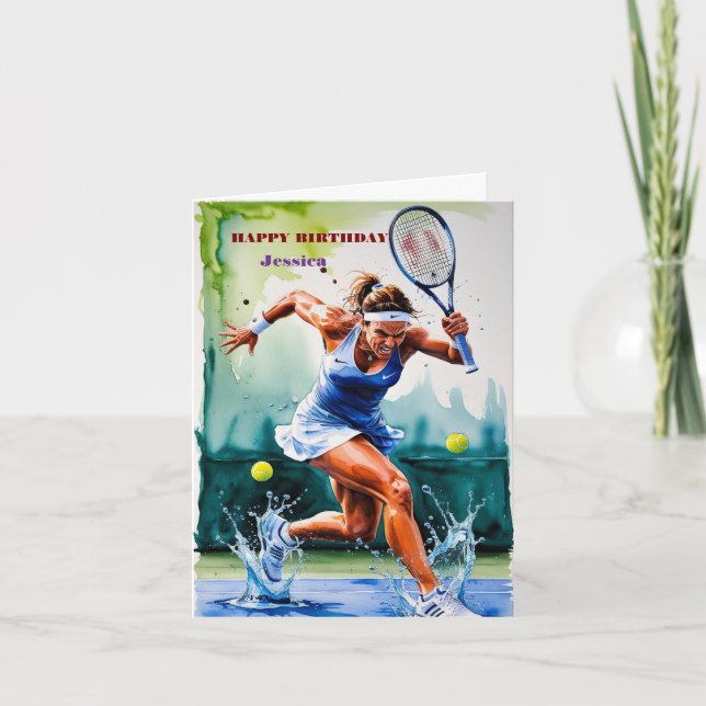 Happy Birthday Tennis Lover Card – Fun & Sporty Gr (Front)