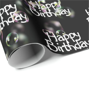 Happy Birthday Text and Bubbles Wrapping Paper