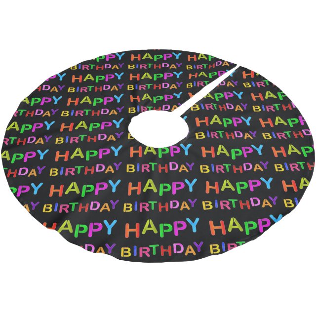 happy-birthday-text brushed polyester tree skirt (Angled)