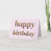Happy Birthday text design of dried flowers
