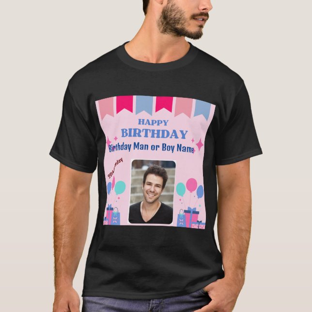 Happy Birthday Text Image Wishes Men's Boys T-Shirt (Front)