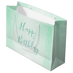 Happy Birthday Text Mint Green Colour Modern Trend Large Gift Bag