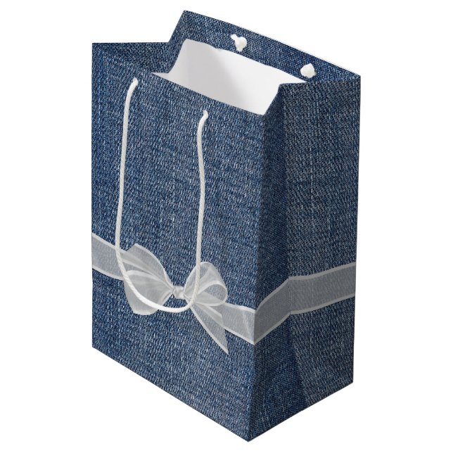 Happy Birthday Text On Denim  Medium Gift Bag (Front Angled)