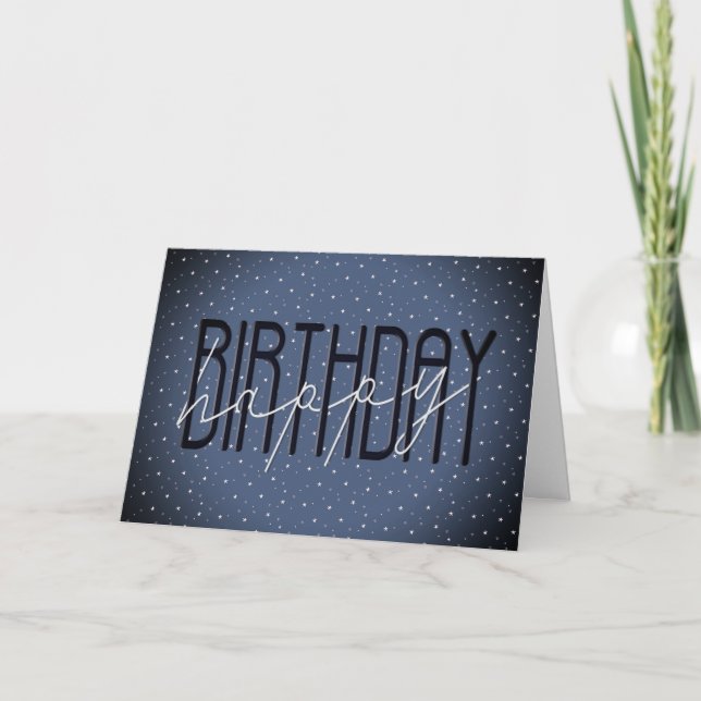 Happy Birthday Text On Stars Card (Front)