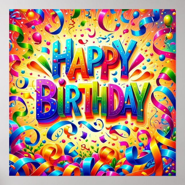 Happy Birthday Text Poster (Front)