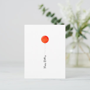 Happy Birthday Text Red Balloon Illustration Card