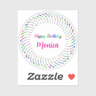 Happy birthday text with colorful hearts classic r