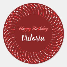 Happy birthday text with red hearts classic r