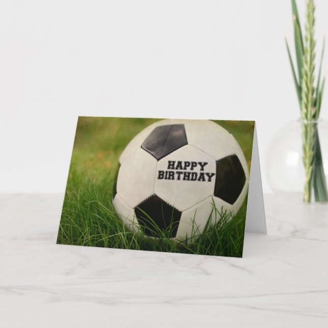 Happy Birthday Textured Soccer Ball Card (Front)