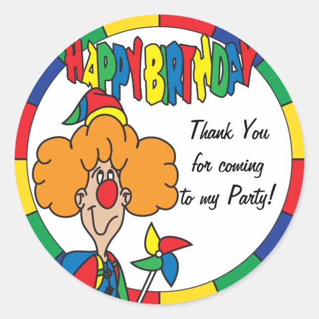 Happy Birthday Thank You Classic Round Sticker (Front)