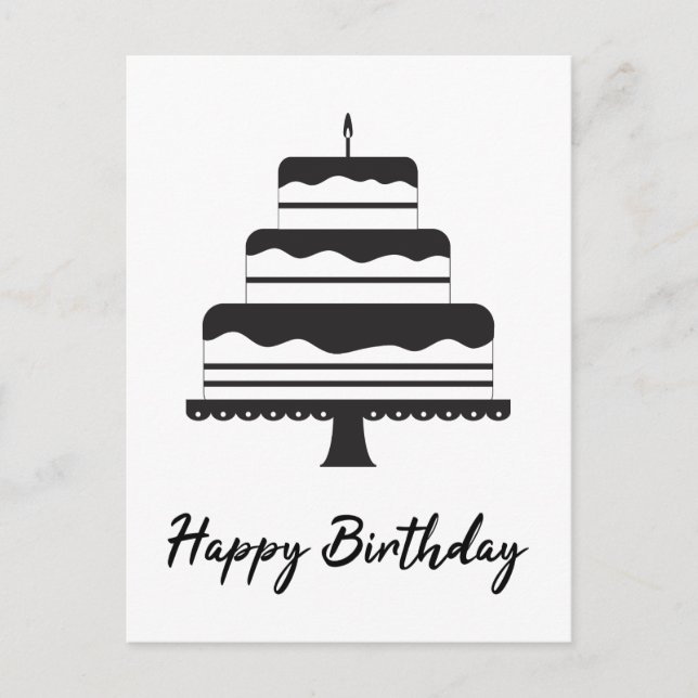 Happy Birthday | Three Tier Cake Postcard (Front)