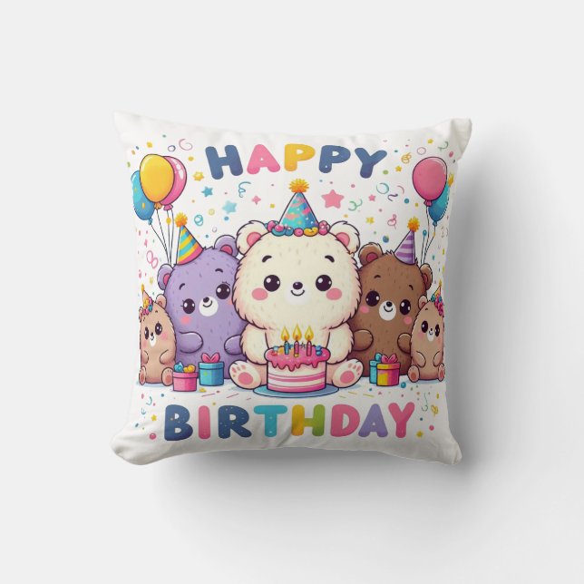 Happy Birthday Throw Pillow (Front)