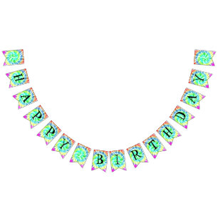 Happy Birthday Tie Dye Design Bunting Flags Banner