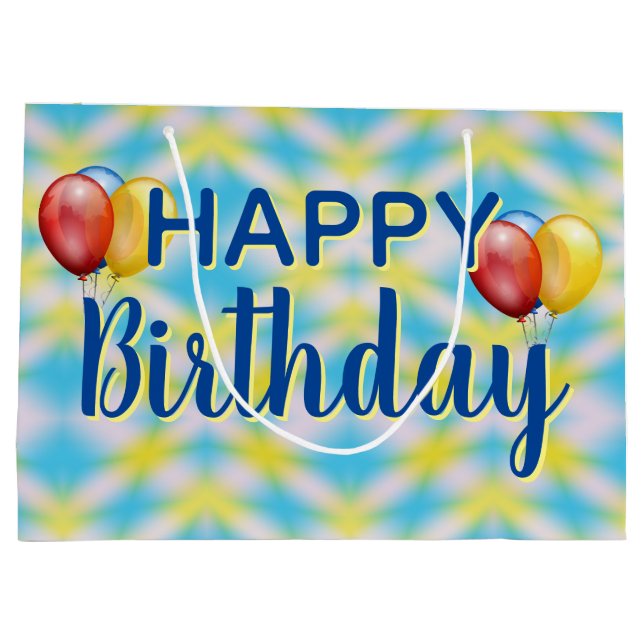 Happy Birthday Tie Dye Reuseable Large Gift Bag (Back)