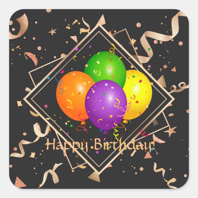 Happy Birthday, time to celebrate, Square Sticker (Front)