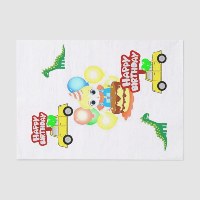 Happy Birthday Tissue Paper Alligator (Front)