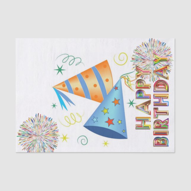 Happy Birthday Tissue Paper Birthday Hats (Front)