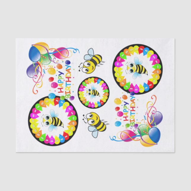 Happy Birthday Tissue Paper Bumblebee (Front)