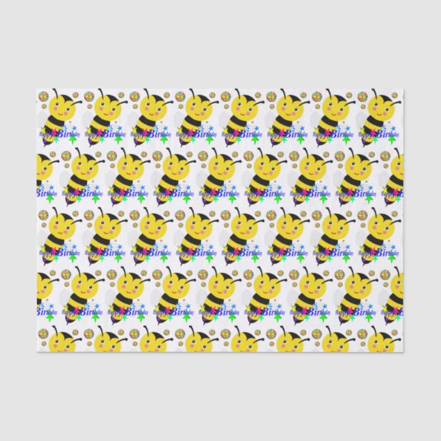 Happy Birthday Tissue Paper Bumblebee (Front)