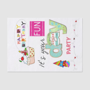 Happy Birthday Tissue Paper FUN Cupcake