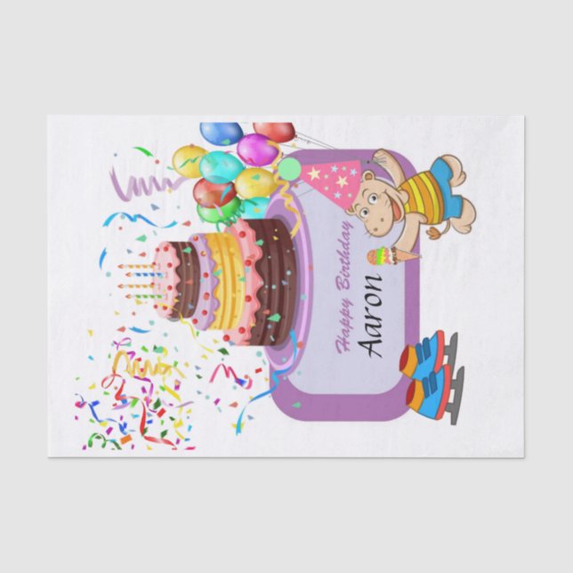 Happy Birthday Tissue Paper Hippopotamus (Front)