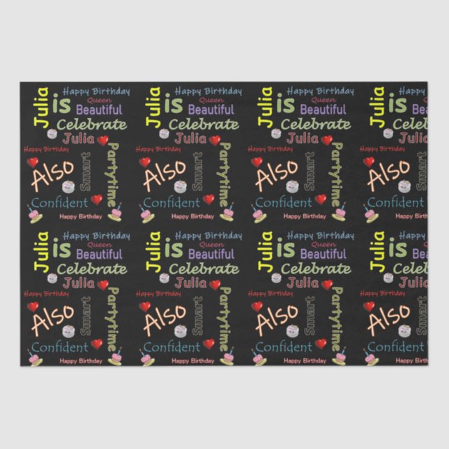 Happy Birthday Tissue Paper Julia (Front)