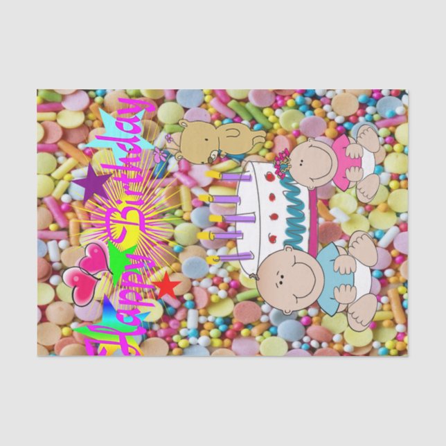 Happy Birthday Tissue Paper Kids (Front)