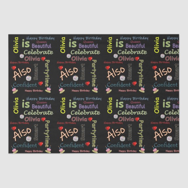 Happy Birthday Tissue Paper Olivia (Front)