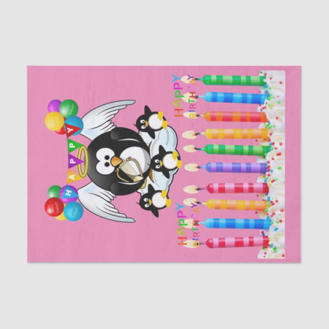 Happy Birthday Tissue Paper Penguin (Front)