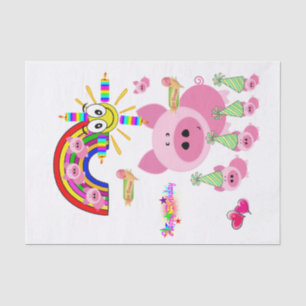 Happy Birthday Tissue Paper Pink Pig