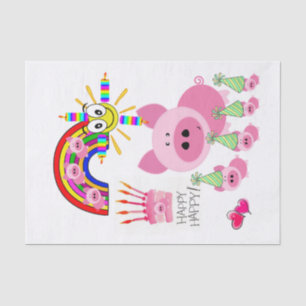 Happy Birthday Tissue Paper Pink Pig