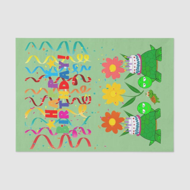Happy Birthday Tissue Paper Turtles (Front)