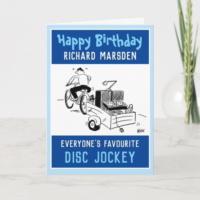 Happy Birthday to a Disk Jockey Card (Front)