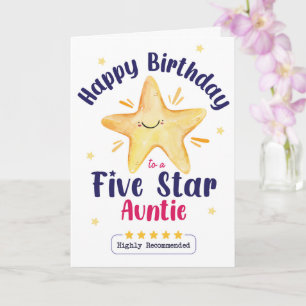 Happy Birthday to a Five Star Auntie – Cute Star  Card