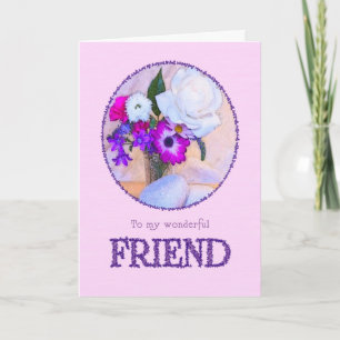 Happy birthday to a friend with a flower painting card