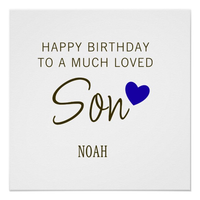 Happy Birthday to a Much Loved Son – Personalized  Poster (Front)