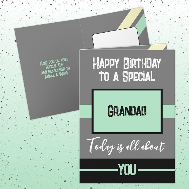 Happy Birthday to a special grandad grey mint Card (Creator Uploaded)