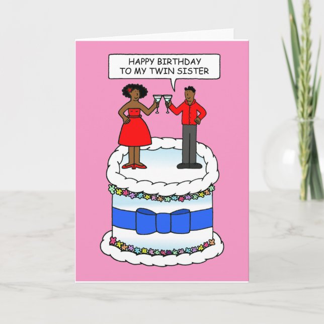 Happy Birthday to African American Twin Sister Card (Front)