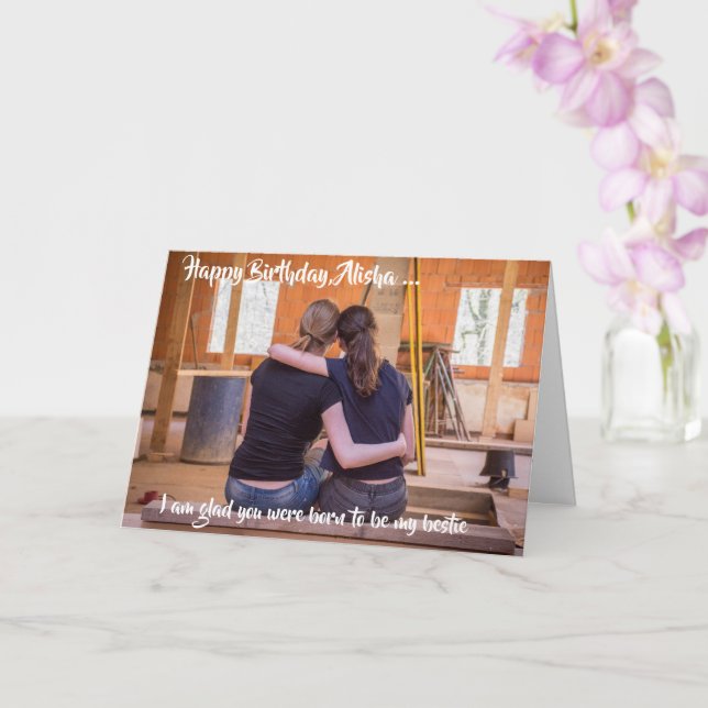 Happy Birthday To Bestie Folded Greeting Card (Orchid)