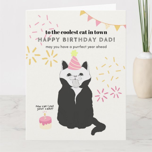 Happy Birthday to Cat Dad  Card (Front)