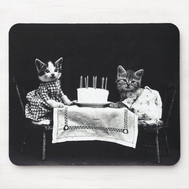 Happy Birthday to Meow | Kitties with Cake Mouse Pad (Front)